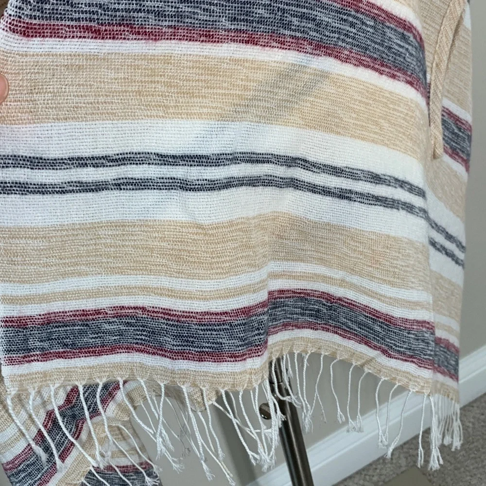 J crew woven striped shawl with arm holes